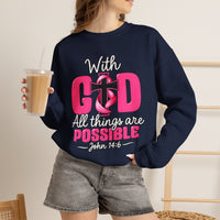 Load image into Gallery viewer, With God All Things Are Possible Faith Crewneck Sweatshirt