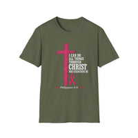 Load image into Gallery viewer, I Can Do All Things Through Christ Pink Ribbon T-Shirt | Philippians 4:13 Breast Cancer Awareness Christian Tee