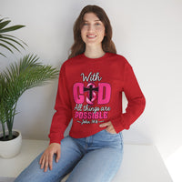 Load image into Gallery viewer, With God All Things Are Possible Faith Crewneck Sweatshirt