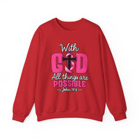 Load image into Gallery viewer, With God All Things Are Possible Faith Crewneck Sweatshirt