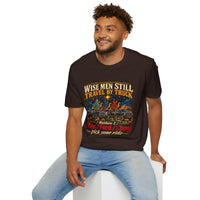 Load image into Gallery viewer, Wise Men Still Travel by Truck T-Shirt – Ram Ford Chevy Christmas Design