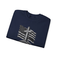 Load image into Gallery viewer, God &amp; Country American Flag Crewneck Sweatshirt