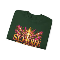 Load image into Gallery viewer, Set Free in Christ Breast Cancer Awareness Crewneck Sweatshirt