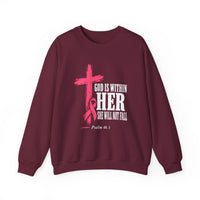 Load image into Gallery viewer, God Is Within Her Sweatshirt – Psalm 46:5 Christian Faith &amp; Breast Cancer Awareness