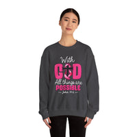 Load image into Gallery viewer, With God All Things Are Possible Faith Crewneck Sweatshirt