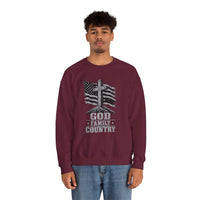 Load image into Gallery viewer, God &amp; Country American Flag Crewneck Sweatshirt