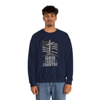 Load image into Gallery viewer, God &amp; Country American Flag Crewneck Sweatshirt