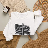 Load image into Gallery viewer, God &amp; Country American Flag Crewneck Sweatshirt