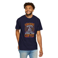 Load image into Gallery viewer, Conscience Keeps More People Awake Than Coffee T-Shirt — Funny Coffee Lover Tee
