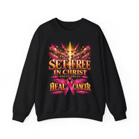 Load image into Gallery viewer, Set Free in Christ Breast Cancer Awareness Crewneck Sweatshirt
