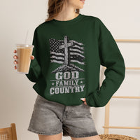 Load image into Gallery viewer, God &amp; Country American Flag Crewneck Sweatshirt
