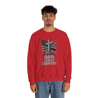 Load image into Gallery viewer, God &amp; Country American Flag Crewneck Sweatshirt