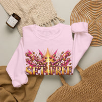 Load image into Gallery viewer, Set Free in Christ Breast Cancer Awareness Crewneck Sweatshirt