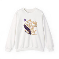 Load image into Gallery viewer, I Will Remember For You Alzheimer's Christian Sweatshirt | Isaiah 49:15 Purple Ribbon Dove Tee