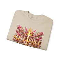 Load image into Gallery viewer, Set Free in Christ Breast Cancer Awareness Crewneck Sweatshirt