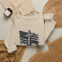 Load image into Gallery viewer, God &amp; Country American Flag Crewneck Sweatshirt