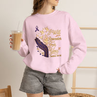 Load image into Gallery viewer, I Will Remember For You Alzheimer's Christian Sweatshirt | Isaiah 49:15 Purple Ribbon Dove Tee