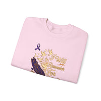 Load image into Gallery viewer, I Will Remember For You Alzheimer's Christian Sweatshirt | Isaiah 49:15 Purple Ribbon Dove Tee