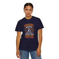 Load image into Gallery viewer, Conscience Keeps More People Awake Than Coffee T-Shirt — Funny Coffee Lover Tee