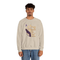 Load image into Gallery viewer, I Will Remember For You Alzheimer's Christian Sweatshirt | Isaiah 49:15 Purple Ribbon Dove Tee