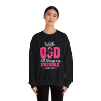 Load image into Gallery viewer, With God All Things Are Possible Faith Crewneck Sweatshirt