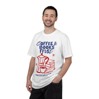 Load image into Gallery viewer, Coffee &amp; Books First T-Shirt — Graphic Literary Tee