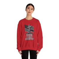 Load image into Gallery viewer, God &amp; Country American Flag Crewneck Sweatshirt