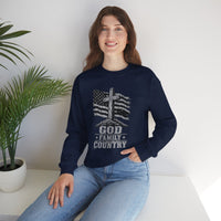 Load image into Gallery viewer, God &amp; Country American Flag Crewneck Sweatshirt