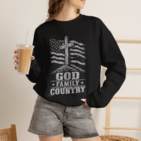 Load image into Gallery viewer, God &amp; Country American Flag Crewneck Sweatshirt