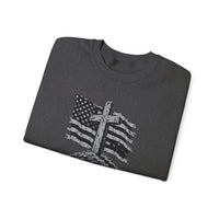 Load image into Gallery viewer, God &amp; Country American Flag Crewneck Sweatshirt