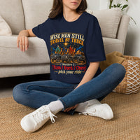 Load image into Gallery viewer, Wise Men Still Travel by Truck T-Shirt – Ram Ford Chevy Christmas Design