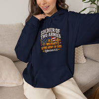 Load image into Gallery viewer, Soldier of Two Armies Christian Military Hoodie