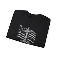 Load image into Gallery viewer, God &amp; Country American Flag Crewneck Sweatshirt