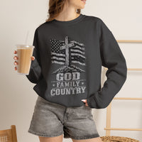 Load image into Gallery viewer, God &amp; Country American Flag Crewneck Sweatshirt