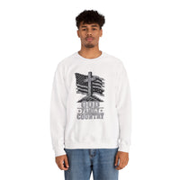Load image into Gallery viewer, God &amp; Country American Flag Crewneck Sweatshirt