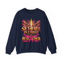 Load image into Gallery viewer, Set Free in Christ Breast Cancer Awareness Crewneck Sweatshirt
