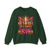 Load image into Gallery viewer, Set Free in Christ Breast Cancer Awareness Crewneck Sweatshirt