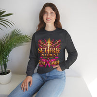 Load image into Gallery viewer, Set Free in Christ Breast Cancer Awareness Crewneck Sweatshirt