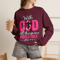 Load image into Gallery viewer, With God All Things Are Possible Faith Crewneck Sweatshirt