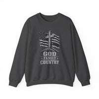 Load image into Gallery viewer, God &amp; Country American Flag Crewneck Sweatshirt