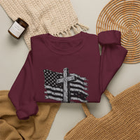 Load image into Gallery viewer, God &amp; Country American Flag Crewneck Sweatshirt