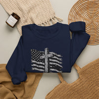 Load image into Gallery viewer, God &amp; Country American Flag Crewneck Sweatshirt
