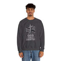 Load image into Gallery viewer, God &amp; Country American Flag Crewneck Sweatshirt