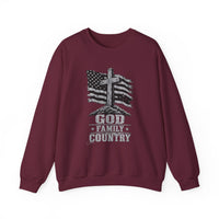 Load image into Gallery viewer, God &amp; Country American Flag Crewneck Sweatshirt