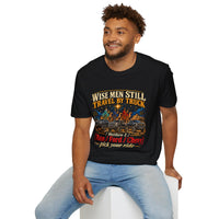 Load image into Gallery viewer, Wise Men Still Travel by Truck T-Shirt – Ram Ford Chevy Christmas Design