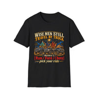 Load image into Gallery viewer, Wise Men Still Travel by Truck T-Shirt – Ram Ford Chevy Christmas Design