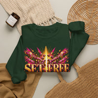 Load image into Gallery viewer, Set Free in Christ Breast Cancer Awareness Crewneck Sweatshirt
