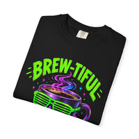 Load image into Gallery viewer, Brew-tiful Coffee Tee — Retro Neon Coffee Cup Graphic T-Shirt