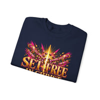 Load image into Gallery viewer, Set Free in Christ Breast Cancer Awareness Crewneck Sweatshirt