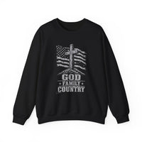 Load image into Gallery viewer, God &amp; Country American Flag Crewneck Sweatshirt